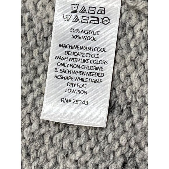 Cynthia Rowley Gray Wool Blend Chunky Cowl Neck Sweater SIZE-LARGE - Picture 4 of 7